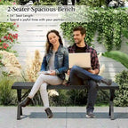 Costway 1/2 PCS 54  Patio Metal Bench with Slatted Seat & X Legs