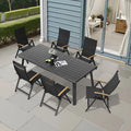 Aluminum Patio Dining Set with Umbrella Hole 7 or 9 Pieces Folding Chairs