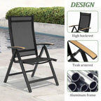 Aluminum Patio Dining Set with Umbrella Hole 7 or 9 Pieces Folding Chairs