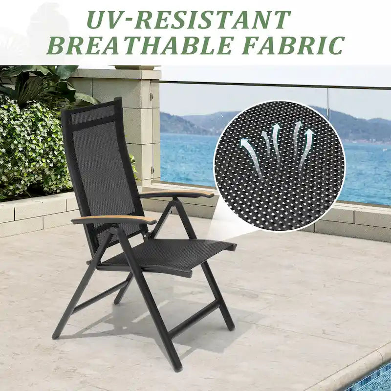 Aluminum Patio Dining Set with Umbrella Hole 7 or 9 Pieces Folding Chairs