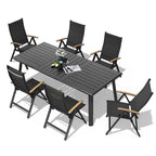 Aluminum Patio Dining Set with Umbrella Hole 7 or 9 Pieces Folding Chairs