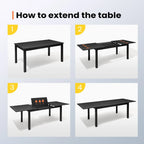 9-Piece Extendable Aluminum Dining Set for 6-8 People 8 Rattan Chairs 1 Table