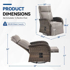 Adjustable Wicker Chaise Lounge Chair Brown with Beige Cushion Reclining