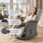Adjustable Wicker Chaise Lounge Chair Brown with Beige Cushion Reclining