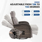Adjustable Wicker Chaise Lounge Chair Brown with Beige Cushion Reclining