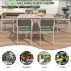 7-Piece Patio Dining Set Acacia Wood 6 Stackable Chairs with Cushions