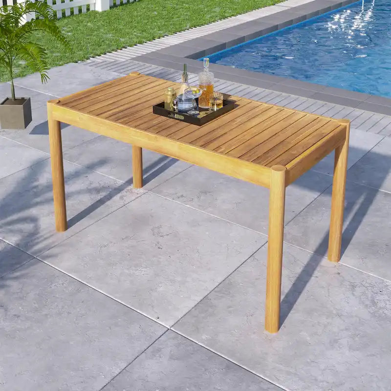 Acacia Wood Outdoor Dining Table Light Teak for 4-6 People