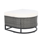 7-Piece PE Rattan Sectional Set Gray Cushions for 8 People 1 Loveseat 2 Corners 2 Ottomans 2 Tables