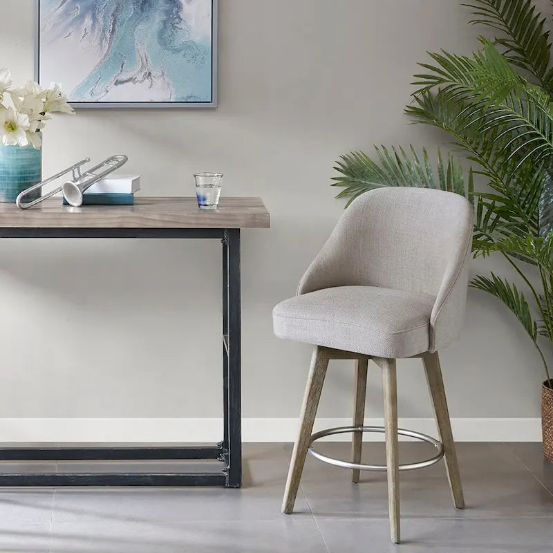 Upholstered Swivel Bar Stool Reclaimed Grey 30-inch Seat Height