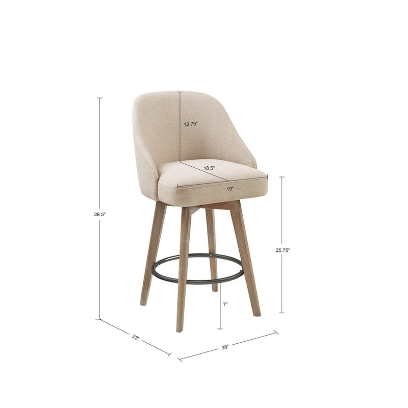 Upholstered Swivel Bar Stool Reclaimed Grey 30-inch Seat Height