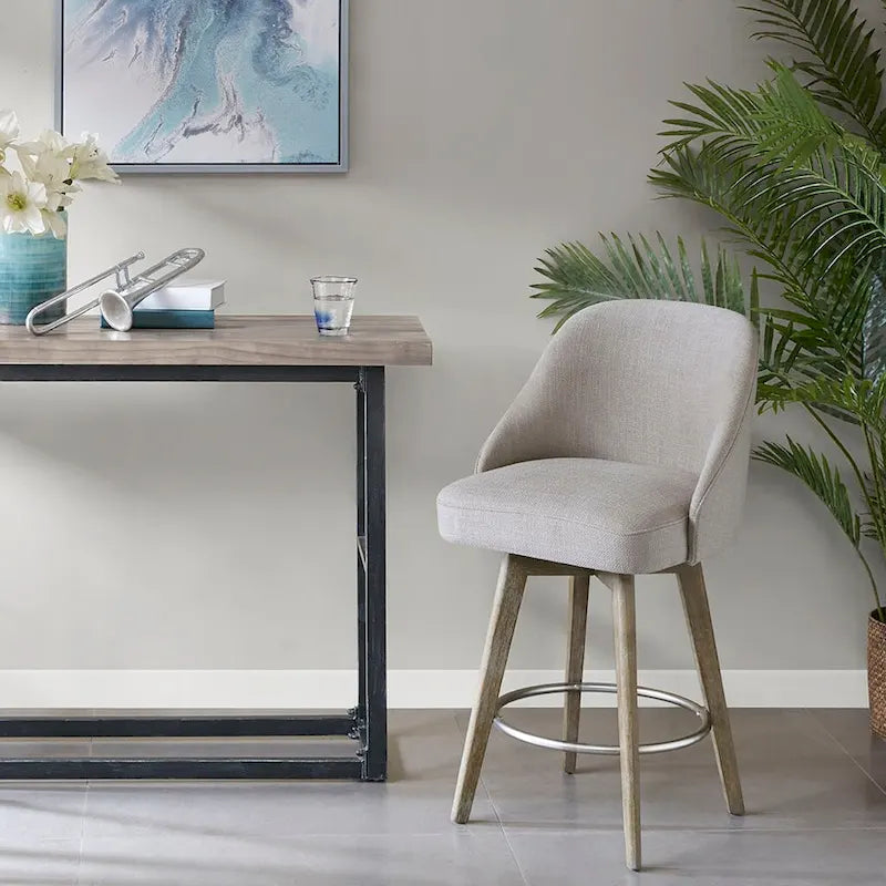 Upholstered Swivel Bar Stool Reclaimed Grey 30-inch Seat Height
