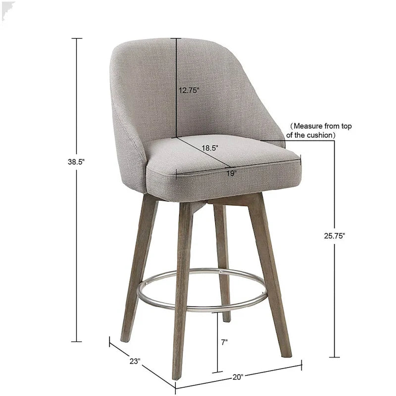Upholstered Swivel Bar Stool Reclaimed Grey 30-inch Seat Height