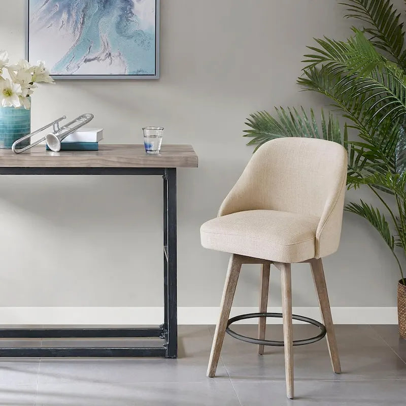 Upholstered Swivel Bar Stool Reclaimed Grey 30-inch Seat Height