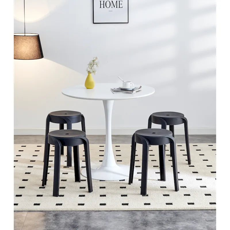 6-Pack Stackable Plastic Stools Square Backless for Kids and Adults