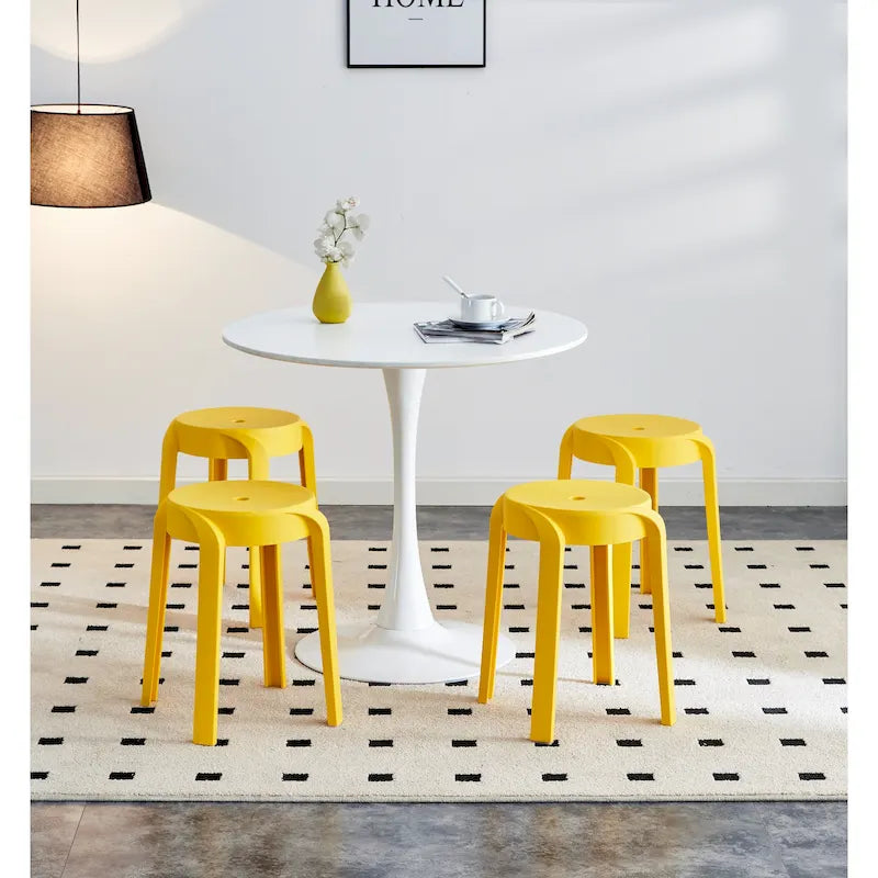 6-Pack Stackable Plastic Stools Square Backless for Kids and Adults
