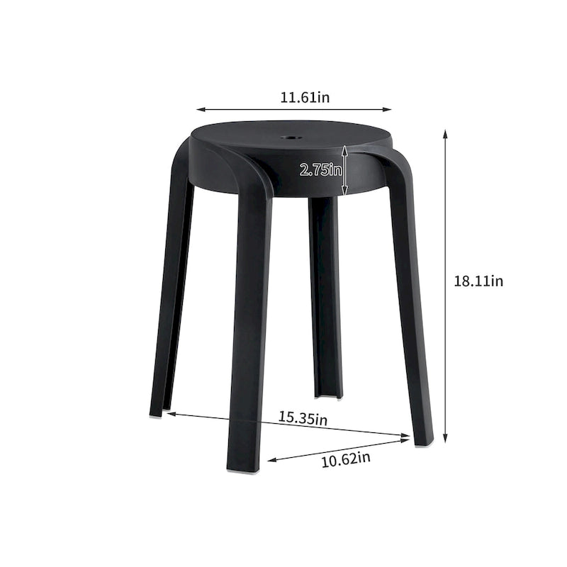 6-Pack Stackable Plastic Stools Square Backless for Kids and Adults