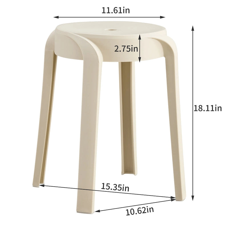 6-Pack Stackable Plastic Stools Square Backless for Kids and Adults