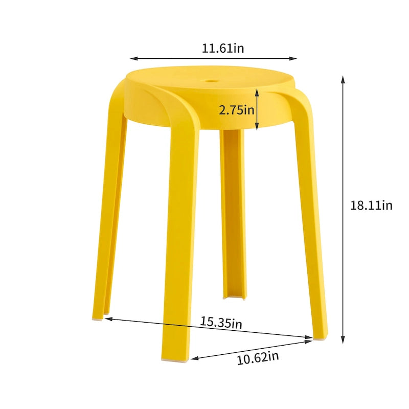 6-Pack Stackable Plastic Stools Square Backless for Kids and Adults