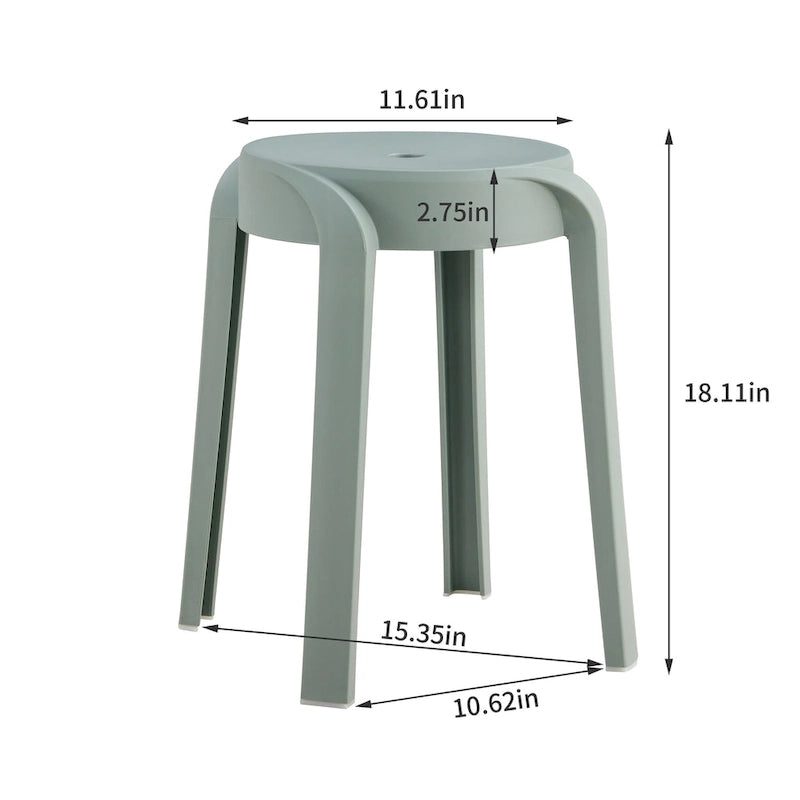 6-Pack Stackable Plastic Stools Square Backless for Kids and Adults