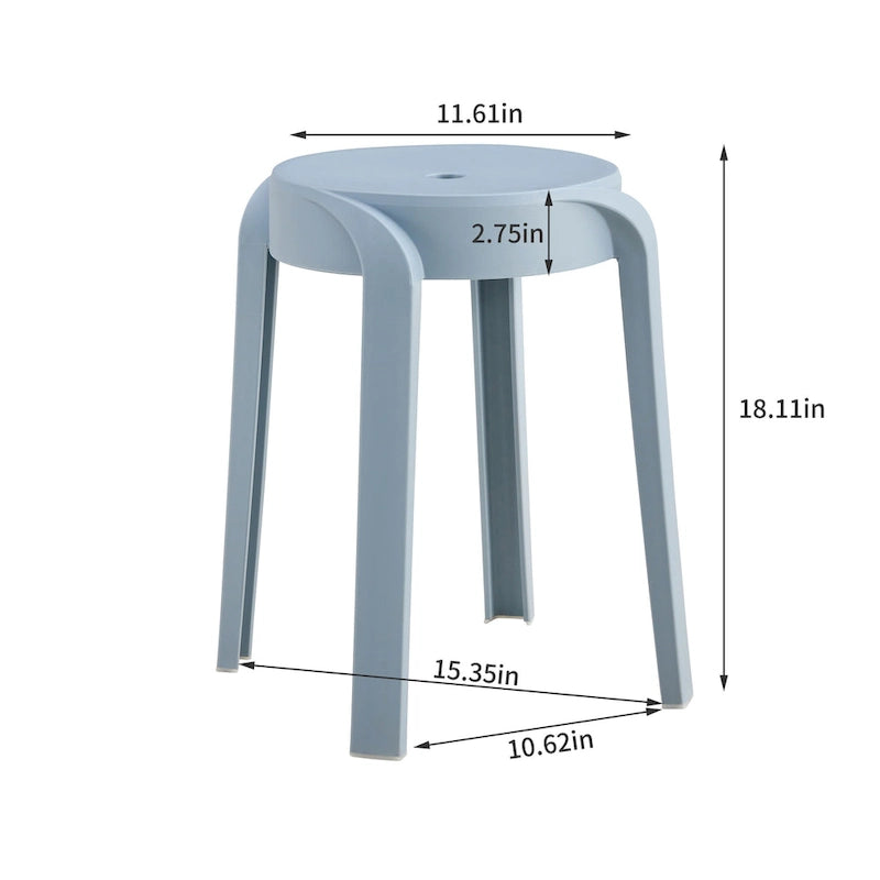6-Pack Stackable Plastic Stools Square Backless for Kids and Adults
