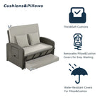 PE Wicker Rattan Double Chaise Lounge, 2-Person Reclining Daybed with Adjustable Back and Cushions, Patio Sun Lounger