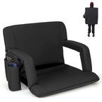 Stadium Seat Black 6-Position Adjustable with Armrests Cup Holder Portable