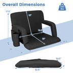 Stadium Seat Black 6-Position Adjustable with Armrests Cup Holder Portable