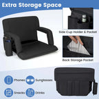 Stadium Seat Black 6-Position Adjustable with Armrests Cup Holder Portable