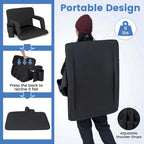 Stadium Seat Black 6-Position Adjustable with Armrests Cup Holder Portable