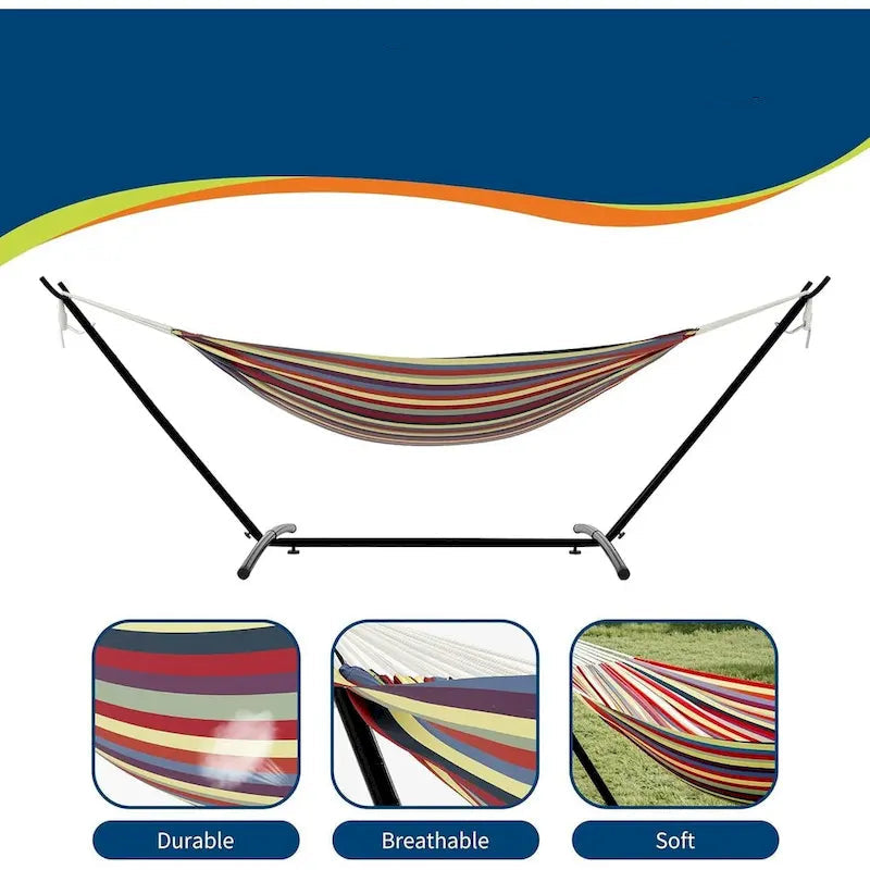 2-Person Portable Hammock with Stand 500lbs Capacity with Carry Bag