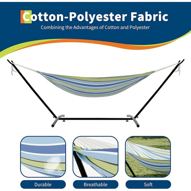2-Person Portable Hammock with Stand 500lbs Capacity with Carry Bag