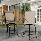 2-Piece Swivel Bar Stools Textilene 360-Degree Rotation with Armrests