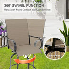 2-Piece Swivel Bar Stools Textilene 360-Degree Rotation with Armrests