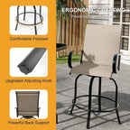 2-Piece Swivel Bar Stools Textilene 360-Degree Rotation with Armrests