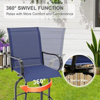 2-Piece Swivel Bar Stools Textilene 360-Degree Rotation with Armrests