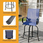 2-Piece Swivel Bar Stools Textilene 360-Degree Rotation with Armrests