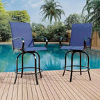2-Piece Swivel Bar Stools Textilene 360-Degree Rotation with Armrests