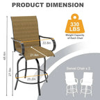 2-Piece Swivel Bar Stools Textilene 360-Degree Rotation with Armrests