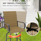 2-Piece Swivel Bar Stools Textilene 360-Degree Rotation with Armrests