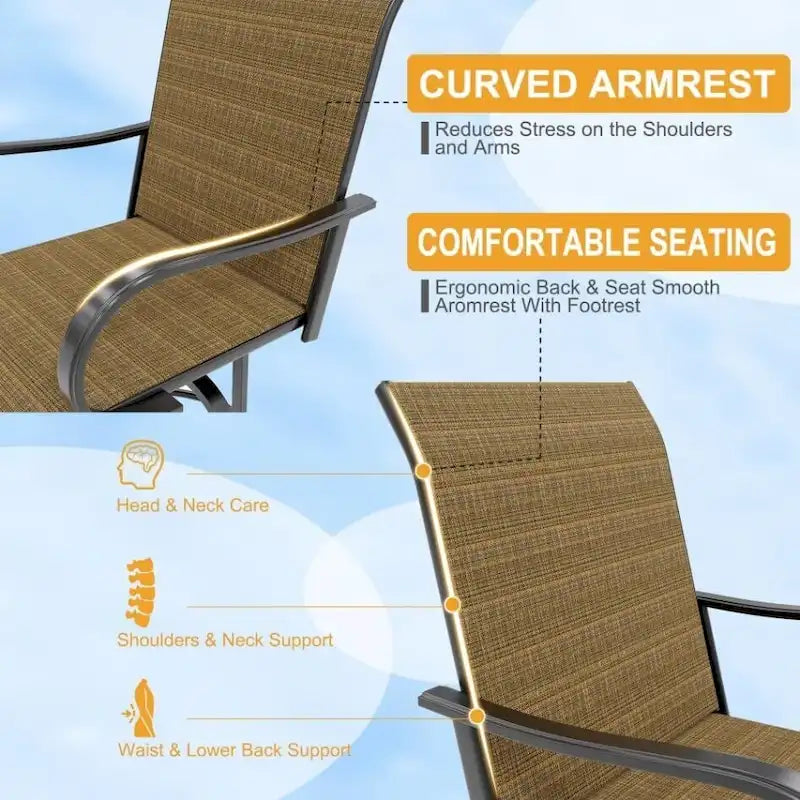 2-Piece Swivel Bar Stools Textilene 360-Degree Rotation with Armrests
