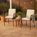 2-Piece Woven Rattan Dining Armchair Set with Cushions 265lbs Capacity