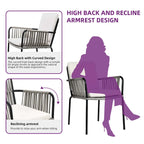 2-Piece Woven Rattan Dining Armchair Set with Cushions 265lbs Capacity