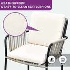 2-Piece Woven Rattan Dining Armchair Set with Cushions 265lbs Capacity