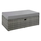 2-Piece Rattan Daybed with Canopy for 2 People Storage Bench Recliner