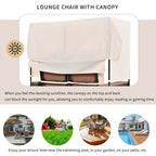 2-Piece Rattan Daybed with Canopy for 2 People Storage Bench Recliner