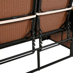 2-Piece Rattan Daybed with Canopy for 2 People Storage Bench Recliner