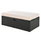 2-Piece Rattan Daybed with Canopy for 2 People Storage Bench Recliner