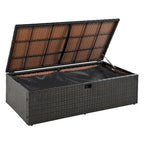 2-Piece Rattan Daybed with Canopy for 2 People Storage Bench Recliner