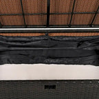 2-Piece Rattan Daybed with Canopy for 2 People Storage Bench Recliner