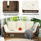 Acacia Wood Expandable Daybed with Cushions 3-Position Adjustable for 3 People